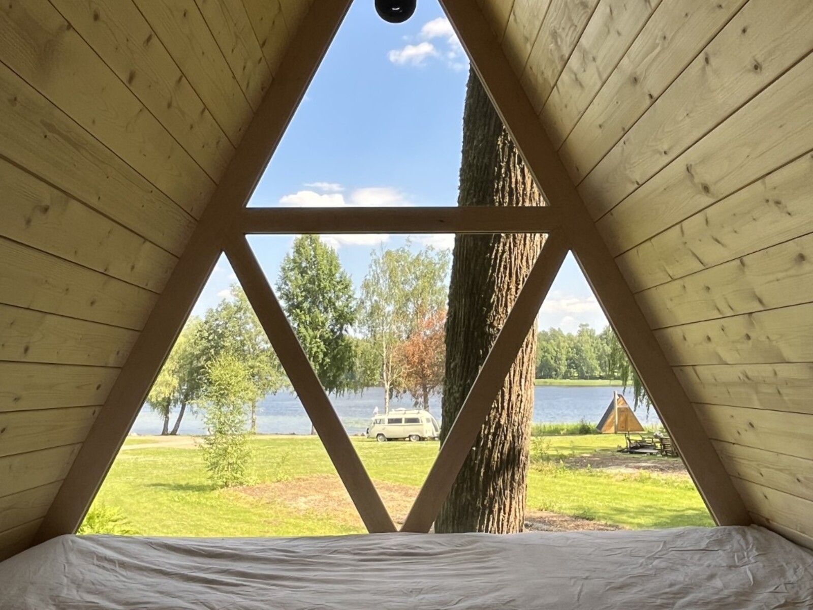 Inside a Hillside Triangle cabin